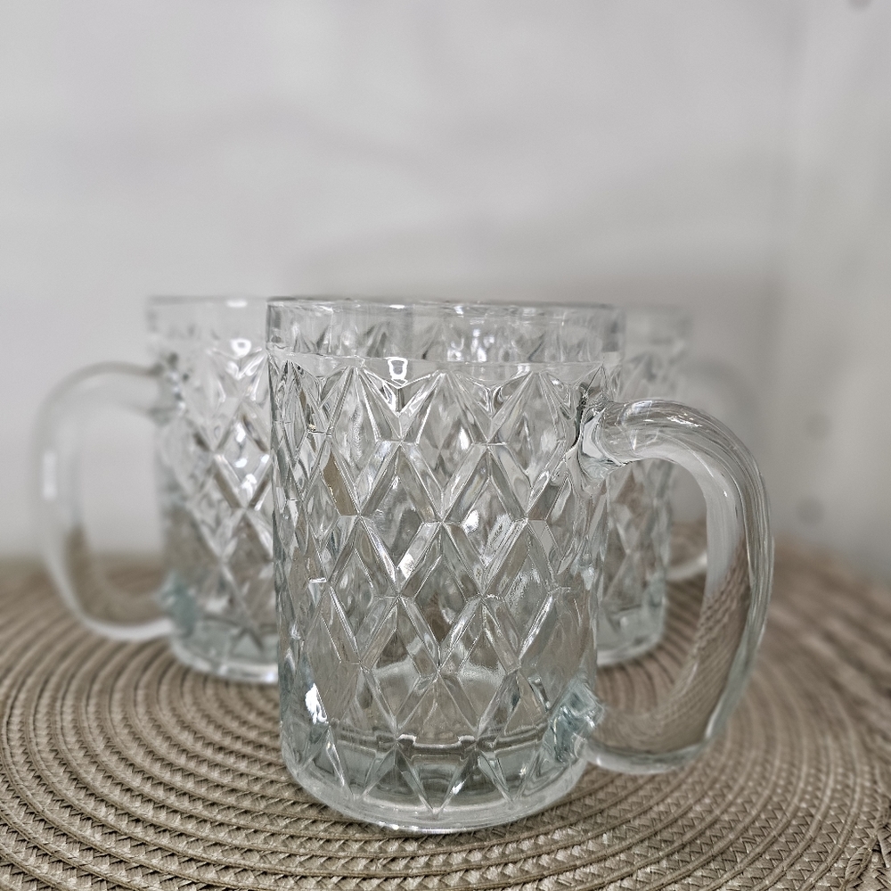 Paul Sebastian - Arcoroc Crystal Diamond Cut Mugs (3)